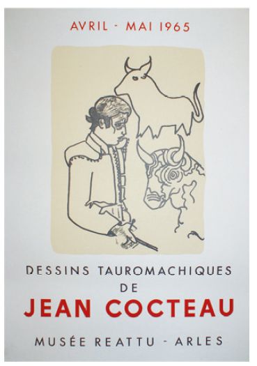 COCTEAU Jean Musée Reattu, Arles.DESSINS TAUROMACHIQUES.1965
Imp.Mourlot - 66 x 45...