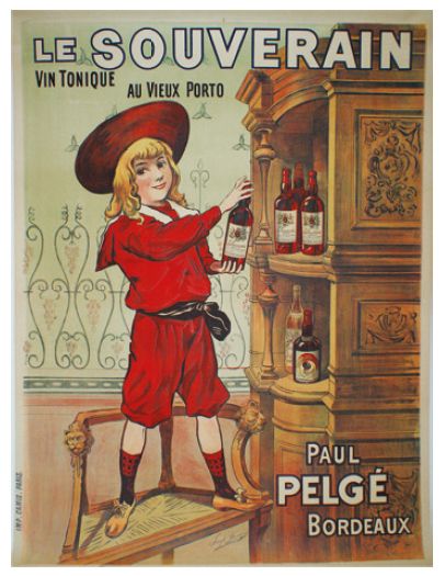 ANONYME LE SOUVERAIN. "VIN TONIQUE AU VIEUX PORTO". Paul Pelgé,
Bordeaux. Vers 1900
Imprimerie...