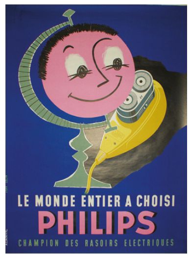 COLIN Jean (1912-1982) LE MONDE ENTIER A CHOISI PHILIPS."Champion des rasoirs électriques"....