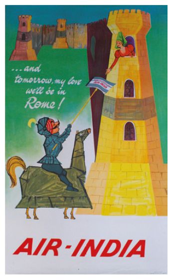 ANONYME AIR-INDIA. "And tomorrow, my love we'll be in Rome!". Vers 1970
Printed in...
