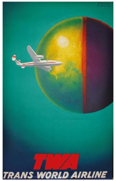 COLIN PAUL (1892-1985) TWA."TRANS WORLD AIRLINE".1947
Imprimerie Bedos, Paris - 100...