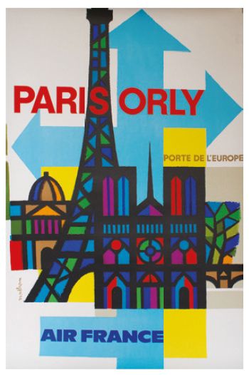 NATHAN Jacques (Né en 1910) AIR FRANCE.PARIS ORLY.'Porte de l'Europe".Vers 1960
Imp.Bedos...