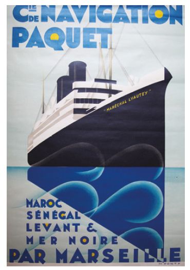 PONTY Max (1904-1972) Cie de NAVIGATION PAQUET par MARSEILLE. PAQUEBOT "MARÉCHAL...