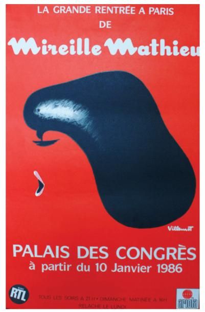 VILLEMOT BERNARD Palais des Congrès.MIREILLE MATHIEU.1985
Imp.I.P.A - 57 x 38 cm...