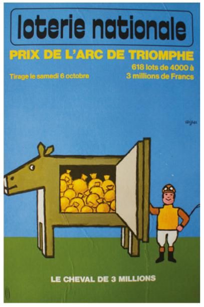 ARCHIVES DE MR ALAIN WEILL LOTERIE NATIONALE. "LE CHEVAL de 3 MILLIONS".1973
Imp.Chabrillac,...