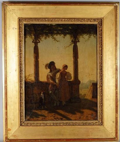 ECOLE FRANCAISE XIXème Scène galante Huile sur toile 32 x 24 cm