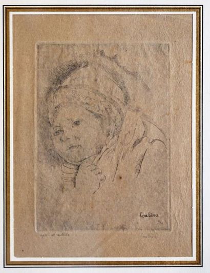 Othon COUBINE (1883-1969). "Portrait d'enfant", épreuve d'artiste signée 23 x 17...