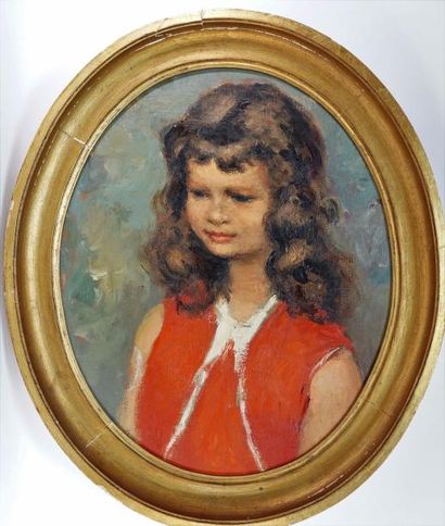 Marcel DYF ( 1899 - 1985 ) Portrait de jeune fille, signé daté 54 . 45 x 37 cm