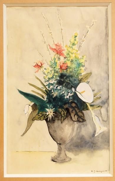 Raphael ARNAL( XXème) Bouquet de fleurs huile sur panneau 71 x 54 cm on y joint ECOLE...