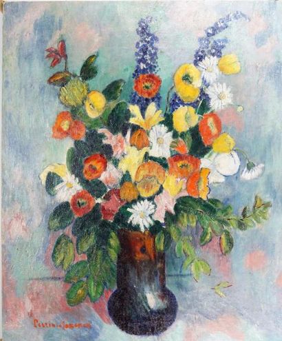 Henri PERRIN MAXENCE (1872 - 1944) Bouquet de fleurs, huile sur toile signée 72 x...