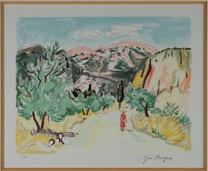 Yves BRAYER (1907-1990) Paysage méditerranéen lithographie EA signée au crayon 24...