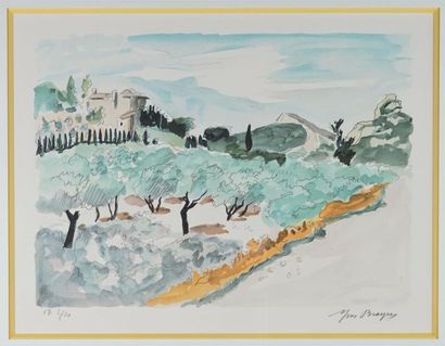 Yves BRAYER (1907-1990) Paysage méditerranéen lithographie EA 2/20 signée au crayon...