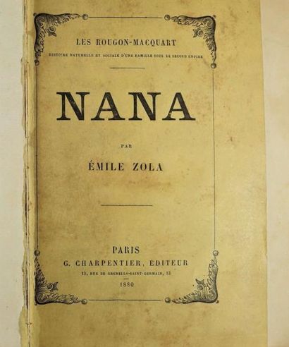 null ZOLA (Emile).- Nana. Paris, Charpentier, 1880. in-12 ; demi-maroquin bleu à...