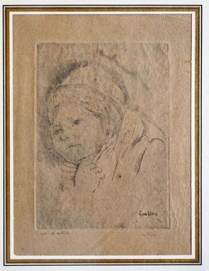 Othon COUBINE (1883-1969) "Portrait d'enfant", épreuve d'artiste signée 23 x 17 cm...