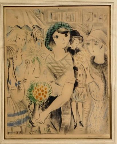 MILLY POSSOV (1888 - 1967) "Femmes". Epreuve d'artiste. 41 vx 33 cm à vue