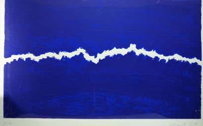 ROTRAUT KLEIN-MOQUAY (née en 1938) Eclair blanc sur fond bleu klein'' Sérigraphie...