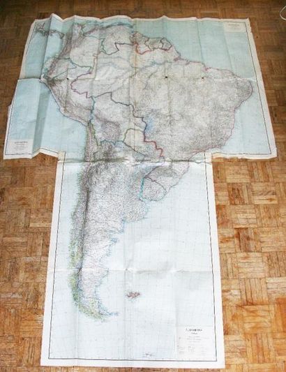 null Grande carte allemande de l'Amérique du Sud par Justus Perthes Gotha (usure...