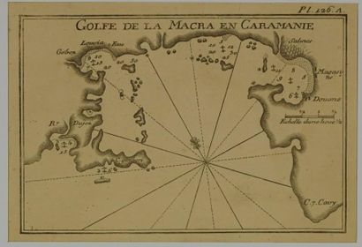 TURQUIE Carte marine du golfe de la Macra en Caramanie, 17X22