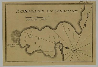 TURQUIE Carte marine de port Chevalier en Caramanie, 17X22