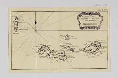 ACORES Carte des Isles Açores ou Terceres partie occidentale, 30X40