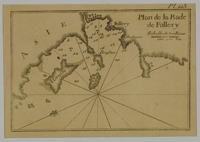 GRÈCE Plan de la rade de Follery, 17X21