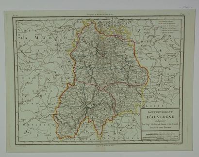 France Carte du gouvernement d'Auvergne indiquant les départements du Puy de Dome...