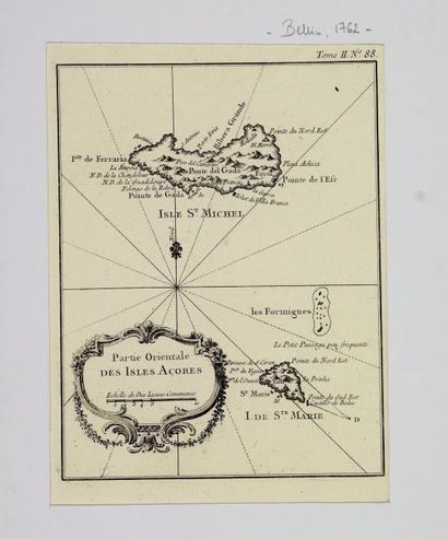 ACORES carte de la partie orientale des Isles Açores, 32X22