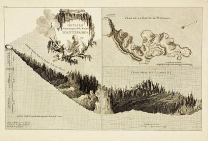 CYCLADES Plan et détails géométriques de la grotte d'Antiparos, 32X46