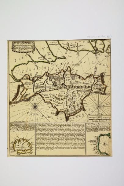 Angleterre Carte légendée de l'Île de Wight, 37X33