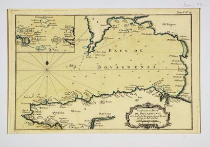 France Carte de la baie de Dovarnenez et de la côte de Bretagne depuis Dinant jusqu'au...
