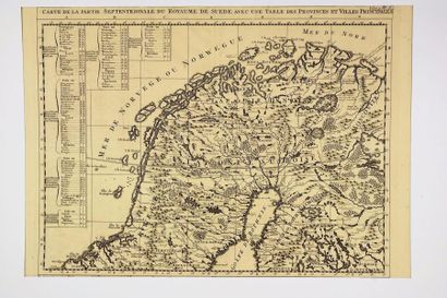 Scandinavie Carte de la partie septentrionale du royaume de Suède avec une table...