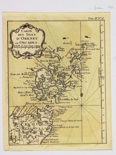 ECOSSE Carte des isles d'Orkney ou Orcades, 32X24