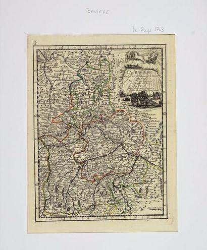 Allemagne Carte de la Bavière dédié au comte de Saxe, 35X24