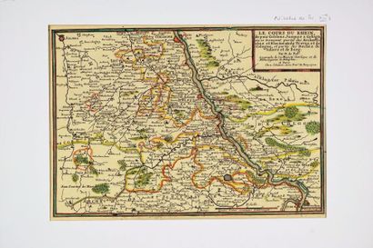 Allemagne Carte du cours du Rhin depuis Coblens jusqu'à Cologne, 29X42