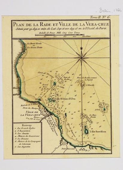 PLAN DE LA RADE ET VILLE DE VERA-CRUZ carte marine de la rade de Vera-Cruz, 32X2...