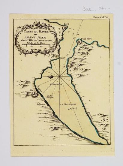 ILE DE TERRE-NEUVE Carte du Havre de Saint Jean dans l'ile de Terre-Neuve, 32X23