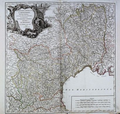 France Carte du Languedoc divisé par Diocèses, 50X68