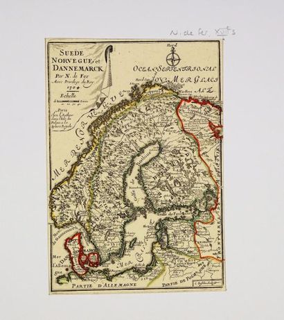 EUROPE DU NORD Carte légendée de la Suède, Norvège et Danemark, 28X37