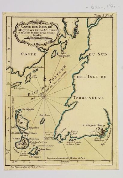ÎLES DE ST.PIERRE ET MIQUELON Carte des Isles de Miquelon et de St.Pierre et la côte...