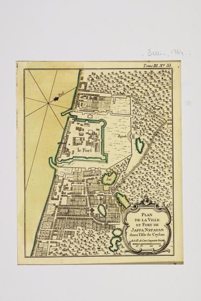 SRI LANKA Plan de la ville et fort de Jaffa Nepatan dans l'isle de Ceylan,32X24 