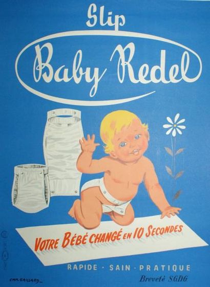 GAILLARD Emmanuel “SLIP BABY REDEL” Imprimerie de La Vasselais, Paris - 35 x 30 cm...