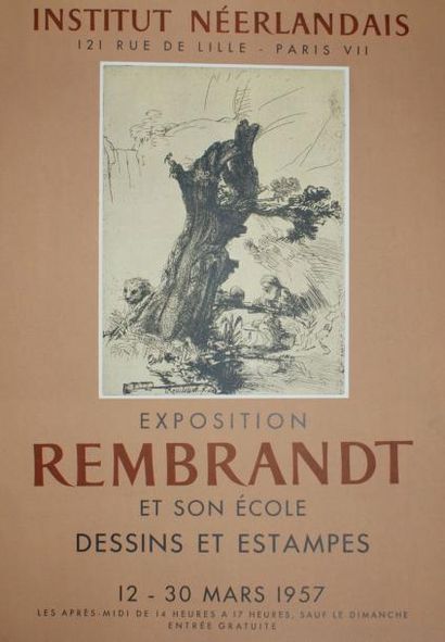 INSTITUT NÉERLANDAIS EXPOSITION REMBRANDT.1957 Imp.Mourlot - 66 x 46 cm - Non entoilée,...