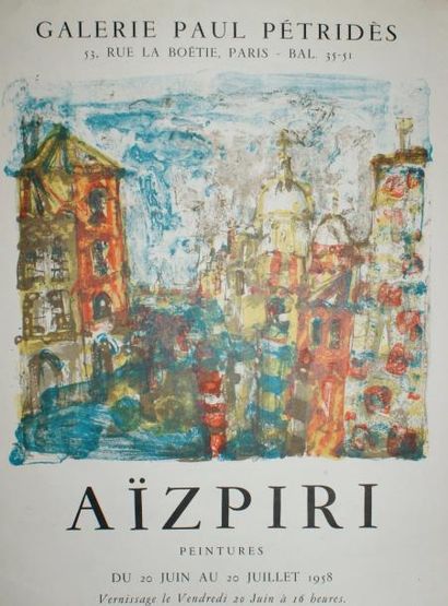 AIZPIRI Paul (1919-2016) GALERIE PAUL PETRIDES.Vers 1958 (2 affiches) Imp.Desjobert,...