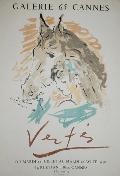 VERTèS Marcel (1895-1961) GALERIE 65, CANNES.1958 Imp.Desjobert, Paris - 66 x 46...