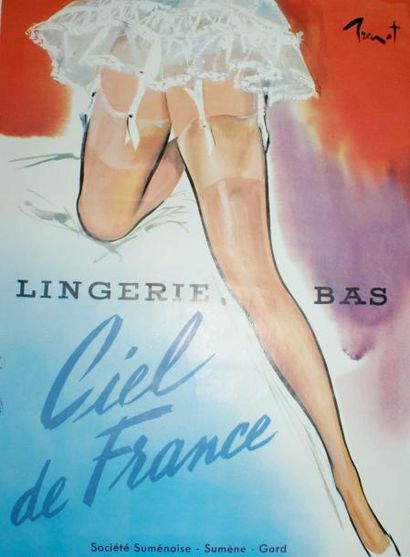BRENOT Pierre-Laurent (1913-1998) CIEL DE FRANCE.”LINGERIE-BAS”.Vers 1955 Etablissements...