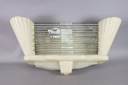 ARLUCE Vasque lumineuse en plâtre avec tubes de verre (manques ) 47 x 21 cm