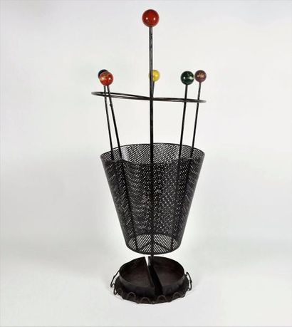 MATEGOT (dans le goût de) Porte parapluie en métal perforé noir à décor de boules...