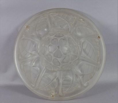 DEGUE Vasque en verre dépoli à décor de marguerite diam 35 cm