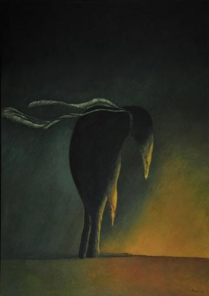 TAPRAH Gentiane Gaussot (née en 1945) « Spleen » 1997 Huile sur toile 92 x 65 cm...