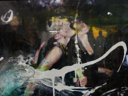JAMBON Xavier (né en 1970) « Champagne » 2014 Acrylique sur toile 69,5 x 50 cm E...